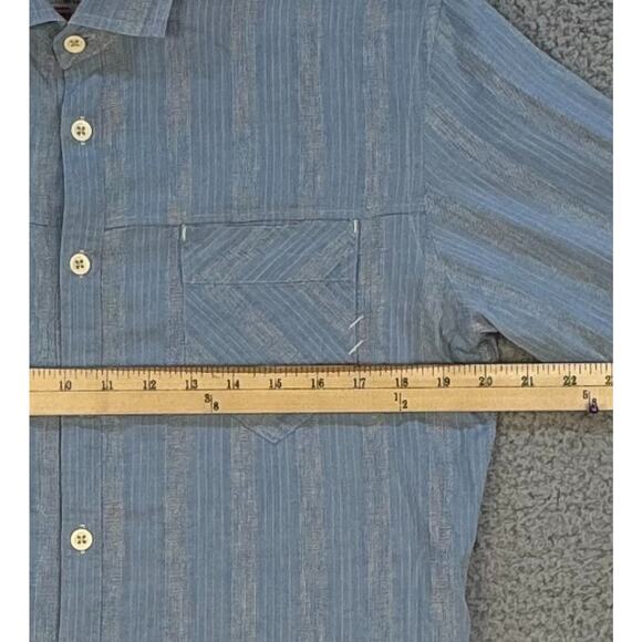 Billy Reid Mens Medium Slim Cut Long Sleeve Casual Shirt Blue White Stripes - Picture 7 of 11